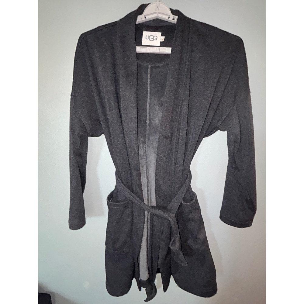 UGG Duffield II Robe Womens Size L Charcoal Grey Fleece Cozycore Loungewear Lax